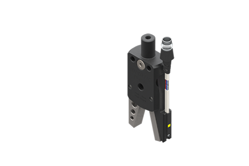 Icke självcentrerande tryckluftsdrivet vinkelgripdon, 2,5/8 bar, M5, sensor SS3N203Y-1, 0,9 mm nyckel, stålsond - PB-0181