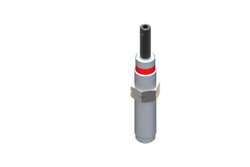 Suspensión telescópica anti-rotación y cuerpo roscado M16x1, carrera 20 mm, rosca M5, 2 tuercas, para vacío - VSC1620