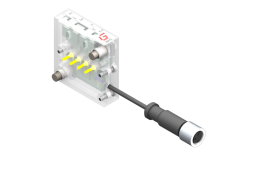 Modüler bağlantı kutusu, slave modül, 36x34x10 mm, 12-24 Vdc, 1 sensor girişi 150 mm M8 3-pinli dişi konektörü PNP-2 kabloları/NPN, 1 NO kanalı ve 1 NC kanalı, yapılandırılabilir, montaj vidalı - SBMS