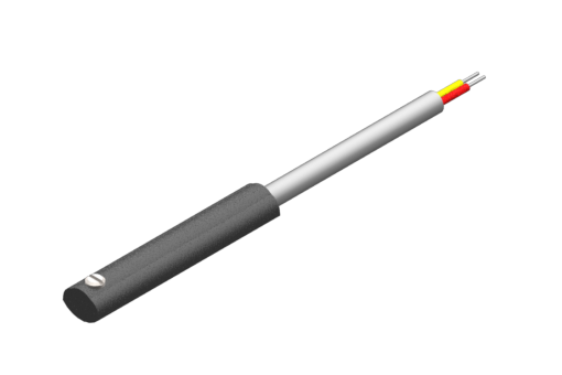 Sensor magnético para ranhura em C, série SA, REED N.O., 2 fios, sem LED, 3/30 VCC, 0,2 A, cabo de PVC plano de 2x0,14 mm², 2,5 metros - SA1C225-G