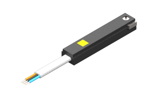 Sensor magnético para ranhura em C, série SL, REED N.O., 2 fios, sem LED, 3/30 VCC, 0,2 A, cabo de PVC plano de 2x0,14 mm², 2,5 metros - SL1C225-G
