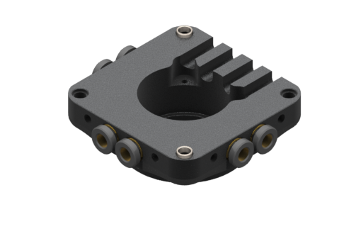 Flange for quick changer with 6 integrated pneumatic connections for 6 mm diameter pipe and centering sleeves - EQC20-B