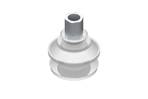 VG.B33 suction cup, FDA-compliant silicone, 50 Shore, G1/8" female, 12 mm hex with compliant silicone foam ring - 0321555