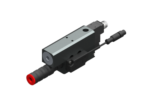 Vacuum pump EJ-BSV-MEDIUM-HV-2 with integrated holder and silencer, on/off vacuum SV NO, 24Vdc, 1.2W, M8 3 poli, IP54, G3/8'' vacuum port and PNP pre-set valve -30 kPa - 3030213